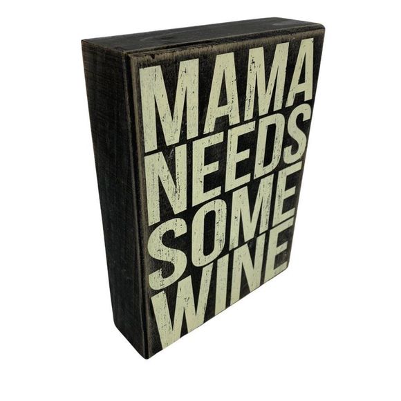 Wood Box Sign Message Momma Needs Wine Decor Home Humor Bar - Picture 9 of 9
